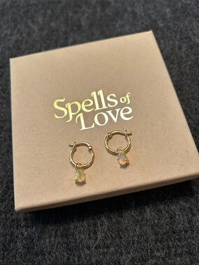 Spells of Love Opal Teardrop Charm Hoops, vermeil